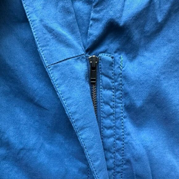 Eileen Fisher Blue Zip Blazer‎ Size M Organic Linen Blend Italian Fabric - Picture 6 of 8